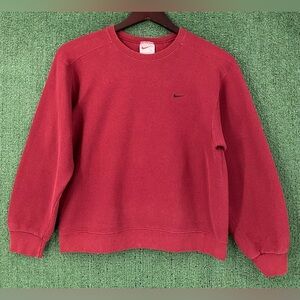 VTG 90’s Nike Mini Swoosh White Tag Maroon Sweatshirt Boys Large 12/14 USA Made